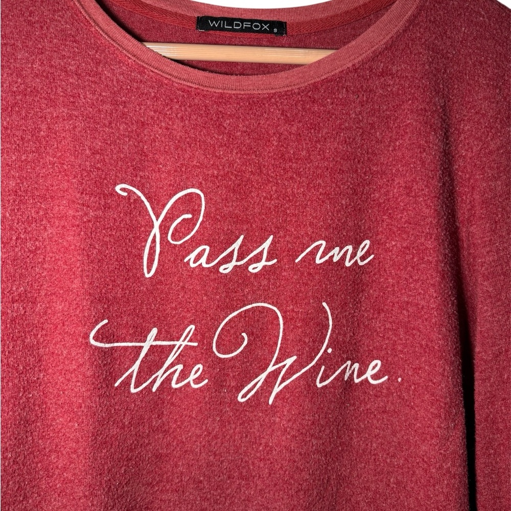 Wildfox Couture "Pass Me The Wine" Baggy Beach Jumper Red Soft Size Small - Picture 2 of 5